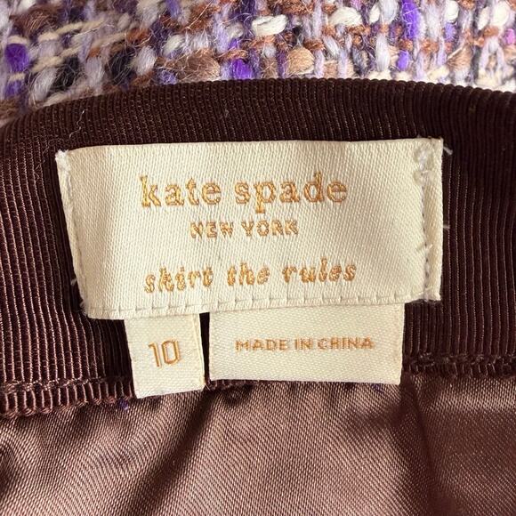 Kate Spade New York Purple Multi-Color Wool Tweed Pencil Skirt - Size 10 - Picture 6 of 6